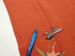Photo6: 1J03z100  Japanese Kimono Crepe Silk  FABRIC Flying crane Dark orange 65.4x14.4 (6)