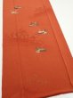 Photo2: 1J04z100  Japanese Kimono Crepe Silk  FABRIC Flying crane Dark orange 65.4x14.4 (2)