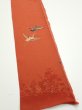 Photo2: 1J07z50  Japanese Kimono Crepe Silk  FABRIC Flying crane Dark orange 58.3x7.1 (2)