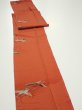 Photo4: 1J09z60  Japanese Kimono Crepe Silk  FABRIC Flying crane Dark orange 83.5x7.1 (4)