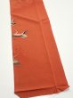 Photo4: 1J10z30  Japanese Kimono Crepe Silk  FABRIC Flying crane Dark orange 38.6x7.1 (4)
