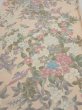 Photo1: 1J01z60  Japanese Kimono Silk  FABRIC Bird Flower Light peach 42.9x14.2 (1)