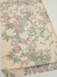 Photo2: 1J02z60  Japanese Kimono Silk  FABRIC Bird Flower Light peach 42.5x14.4 (2)