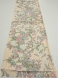 Photo5: 1J02z60  Japanese Kimono Silk  FABRIC Bird Flower Light peach 42.5x14.4 (5)