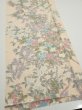 Photo2: 1J05z90  Japanese Kimono Silk  FABRIC Bird Flower Light peach 68.5x14.4 (2)