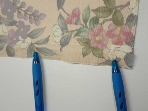 Photo6: 1J05z90  Japanese Kimono Silk  FABRIC Bird Flower Light peach 68.5x14.4 (6)