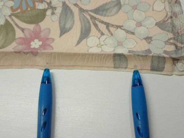 Photo6: 1J07z40  Japanese Kimono Silk  FABRIC Bird Flower Light peach 60.6x7.1 (6)