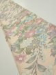 Photo1: 1J08z40  Japanese Kimono Silk  FABRIC Bird Flower Light peach 60.6x7.1 (1)