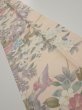 Photo2: 1J10z30  Japanese Kimono Silk  FABRIC Bird Flower Light peach 38.2x7.1 (2)
