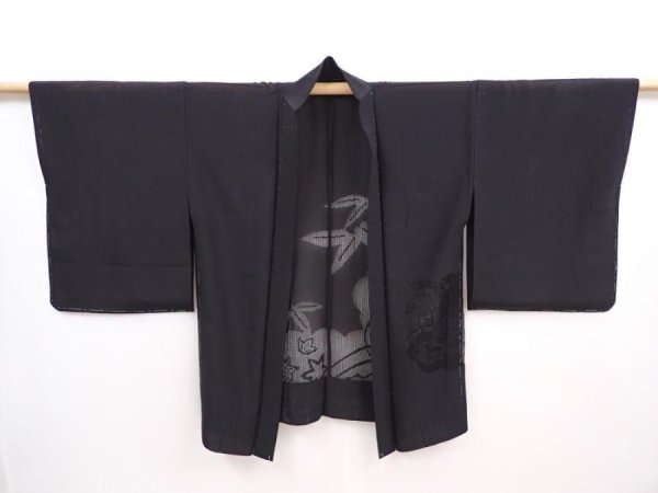 Photo5: 5912T01z320 Vintage Japanese Kimono Silk See through HAORI Royal cart (5)