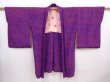 Photo5: 5912T02z620 Vintage Japanese Kimono Silk HAORI Flower Dark lavender blue (5)