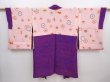 Photo6: 5912T02z620 Vintage Japanese Kimono Silk HAORI Flower Dark lavender blue (6)