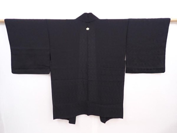 Photo1: 5912T03z280 Vintage Japanese Kimono Silk See through HAORI Stream Black (1)