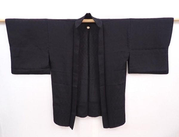 Photo6: 5912T03z280 Vintage Japanese Kimono Silk See through HAORI Stream Black (6)