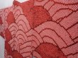 Photo2: 5912T04z500 Vintage Japanese Kimono Silk SHIBORI HAORI Wave Dark red (2)