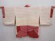 Photo6: 5912T04z500 Vintage Japanese Kimono Silk SHIBORI HAORI Wave Dark red (6)