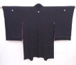 Photo4: 5912T05z570 Vintage Japanese Kimono Silk LONG HAORI  Black (4)