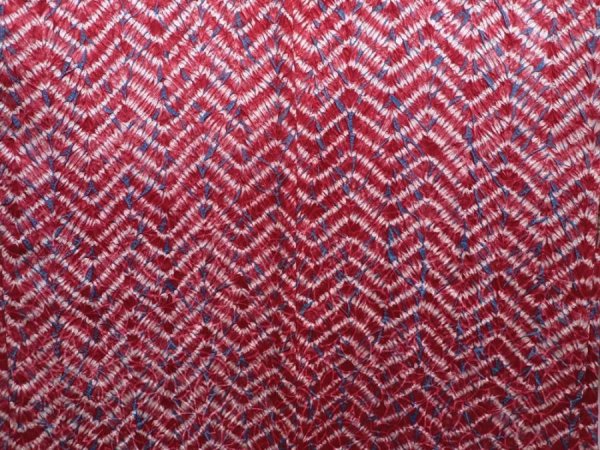 Photo3: 5912T06z490 Vintage Japanese Kimono Silk SHIBORI HAORI  Wine red (3)