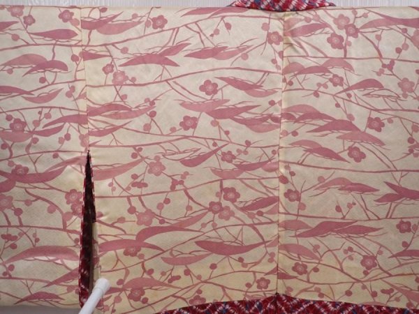 Photo8: 5912T06z490 Vintage Japanese Kimono Silk SHIBORI HAORI  Wine red (8)