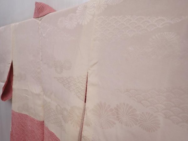 Photo7: 5912T08z440 Vintage Japanese Kimono Silk SHIBORI HAORI Flower Pink (7)