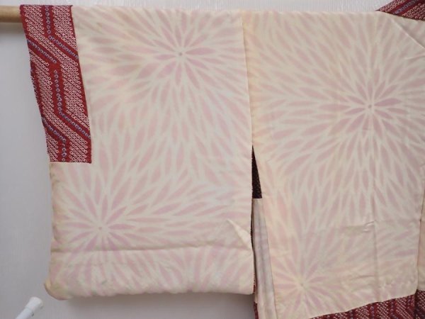 Photo8: 5912T10z520 Vintage Japanese Kimono Silk SHIBORI HAORI  Red-Brown (8)