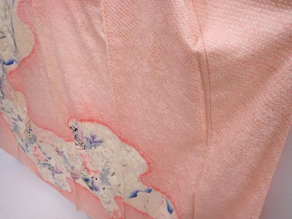 Photo4: 5912T12z1240 Vintage Japanese Kimono Silk FURISODE Flowers Pink (4)