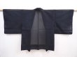 Photo1: 5913T01z230 Vintage Japanese Kimono Silk See through HAORI  Black-Blue (1)