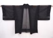 Photo1: 5913T03z230 Vintage Japanese Kimono Silk See through HAORI  Black (1)