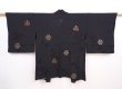 Photo1: 5913T05z430 Vintage Japanese Kimono Silk HAORI Snow crystal Black (1)