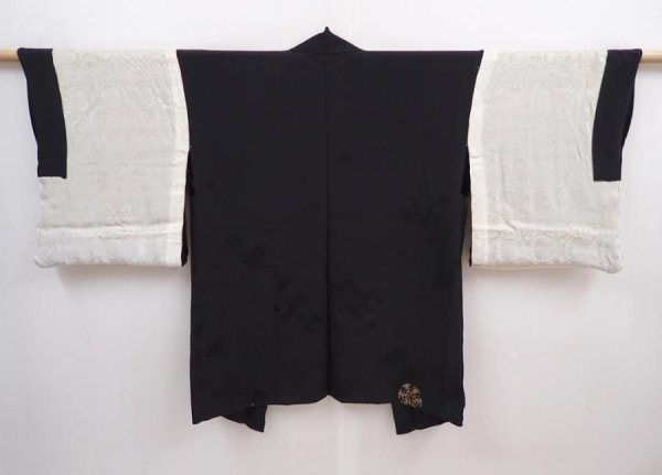 Photo7: 5913T05z430 Vintage Japanese Kimono Silk HAORI Snow crystal Black (7)