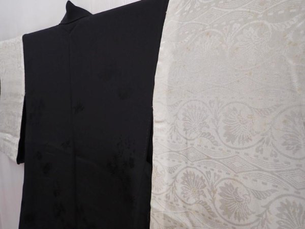Photo8: 5913T05z430 Vintage Japanese Kimono Silk HAORI Snow crystal Black (8)
