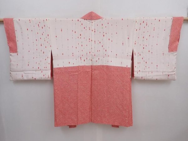 Photo6: 5913T06z570 Vintage Japanese Kimono Silk SHIBORI HAORI  Red-Pink (6)