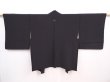 Photo1: 5913T07z630 Vintage Japanese Kimono Silk HAORI Plain Black (1)