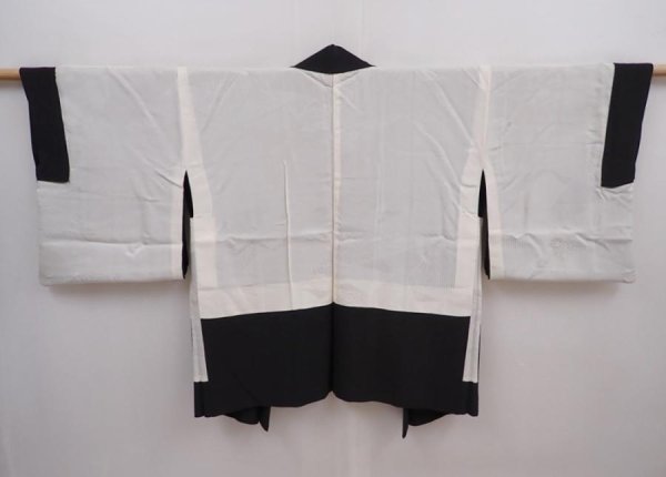 Photo7: 5913T07z630 Vintage Japanese Kimono Silk HAORI Plain Black (7)