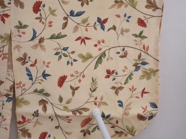 Photo5: 5913T08z490 Vintage Japanese Kimono Silk HAORI Flower Light cream (5)