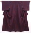 Photo1: 5913T12z740 Vintage Japanese Kimono Silk KOMON Camellia Dark grape (1)