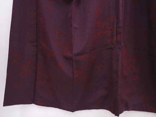 Photo4: 5913T12z740 Vintage Japanese Kimono Silk KOMON Camellia Dark grape (4)