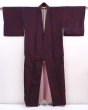 Photo8: 5913T12z740 Vintage Japanese Kimono Silk KOMON Camellia Dark grape (8)