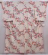 Photo1: 5913T13z910  Japanese Kimono Silk KOMON Camellia Off-white (1)