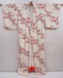 Photo7: 5913T13z910  Japanese Kimono Silk KOMON Camellia Off-white (7)