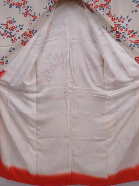 Photo8: 5913T13z910  Japanese Kimono Silk KOMON Camellia Off-white (8)