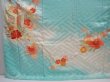 Photo5: 5913T14z1120 Vintage Japanese Kimono Silk FURISODE Royal cart Dull cyan (5)