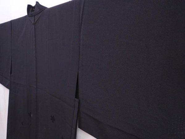 Photo2: 5914T01z260 Vintage Japanese Kimono Silk See through HAORI  Black (2)