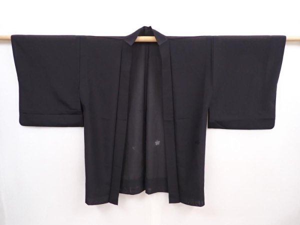 Photo5: 5914T01z260 Vintage Japanese Kimono Silk See through HAORI  Black (5)