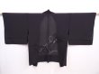 Photo1: 5914T03z320 Vintage Japanese Kimono Silk See through HAORI Flowers Black (1)