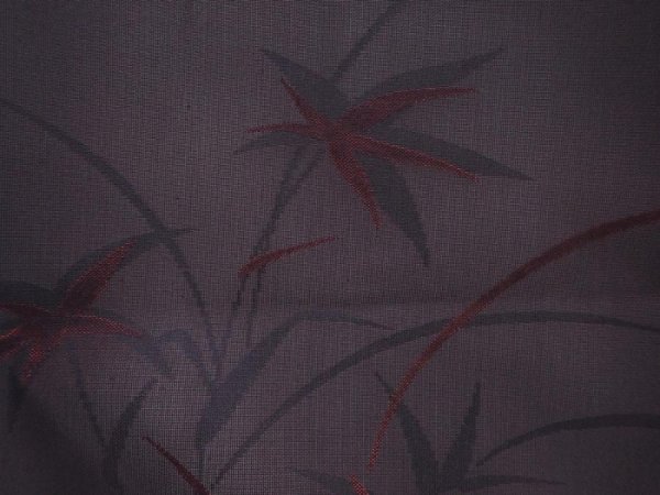 Photo4: 5914T05z260 Vintage Japanese Kimono Silk See through HAORI Plants Black (4)