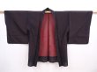 Photo5: 5914T05z260 Vintage Japanese Kimono Silk See through HAORI Plants Black (5)