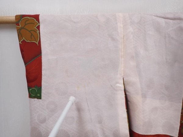 Photo8: 5914T06z590 Vintage Japanese Kimono Silk HAORI Flower Red-Brown (8)