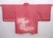 Photo1: 5914T07z480 Vintage Japanese Kimono Silk HAORI Camellia Dark pink (1)