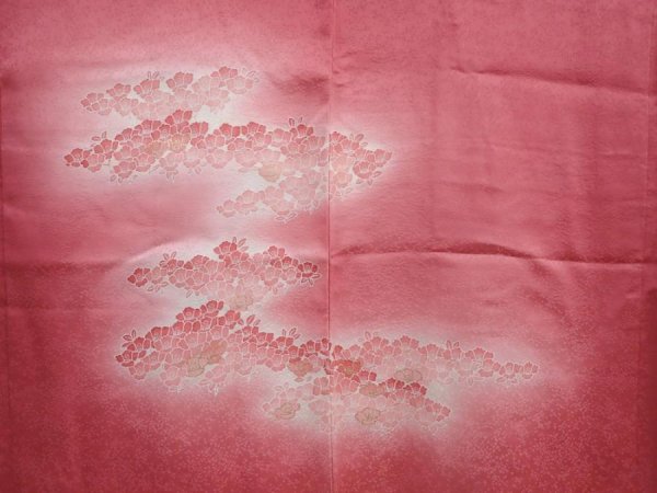 Photo3: 5914T07z480 Vintage Japanese Kimono Silk HAORI Camellia Dark pink (3)